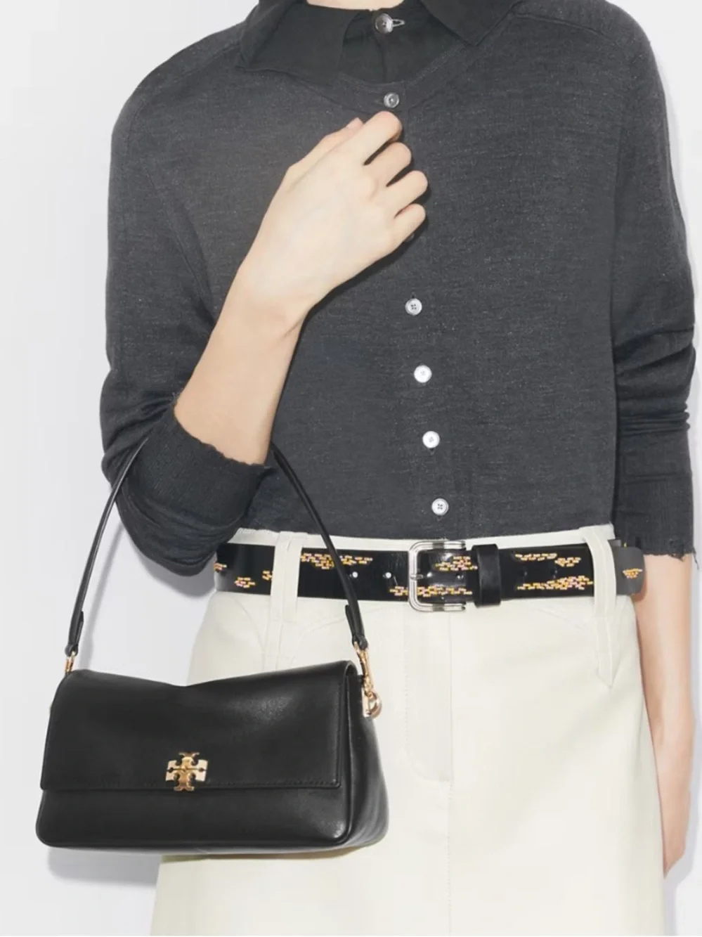 TORY BURCH CHARLIE SMALL SHOULDER BAG BLACK